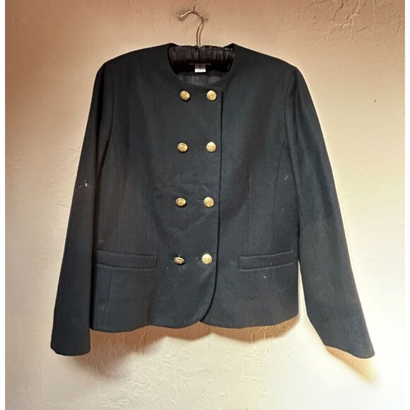 Vintage Pendleton Classic Black Double Breasted Blazer Womens 10 Virgin Wool